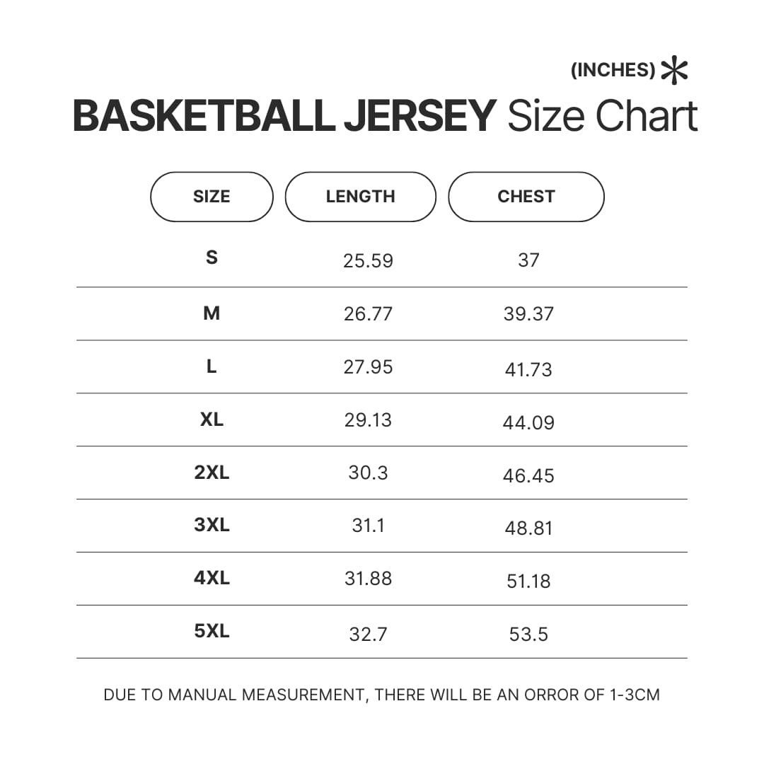 Basketball Jersey Size Chart 1 - Pierce The Veil Store