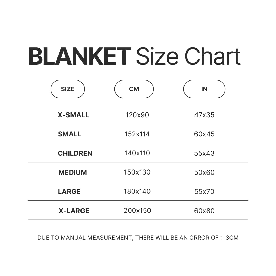 Blanket Size Chart - Pierce The Veil Store