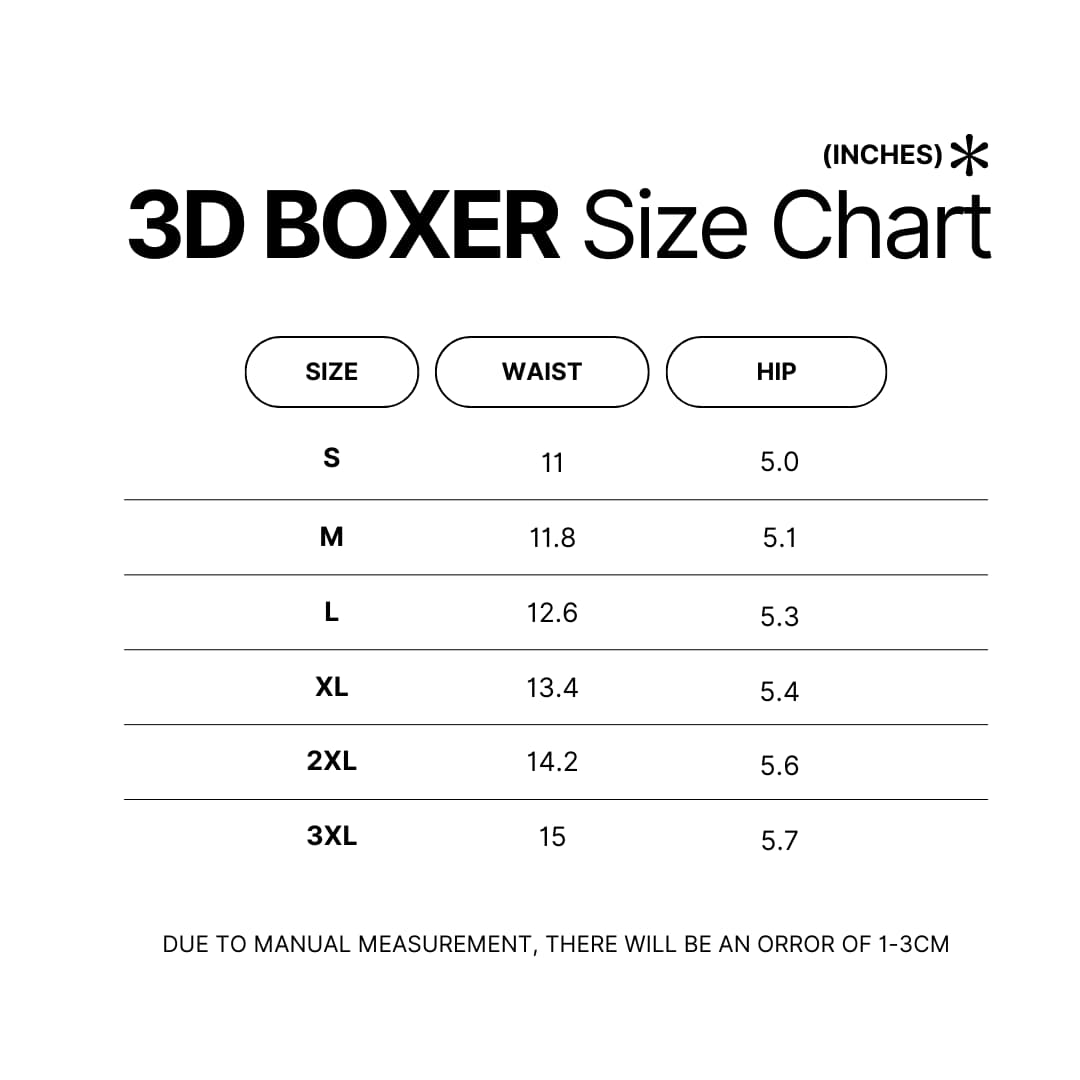 Boxer Size Chart - Pierce The Veil Store