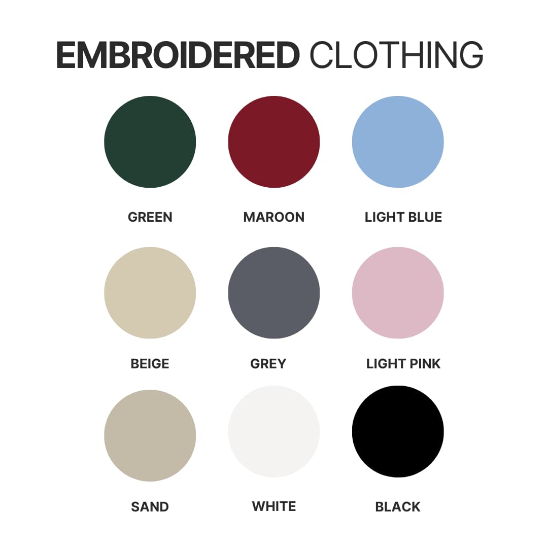 Embroidered clothing color chart - Pierce The Veil Store