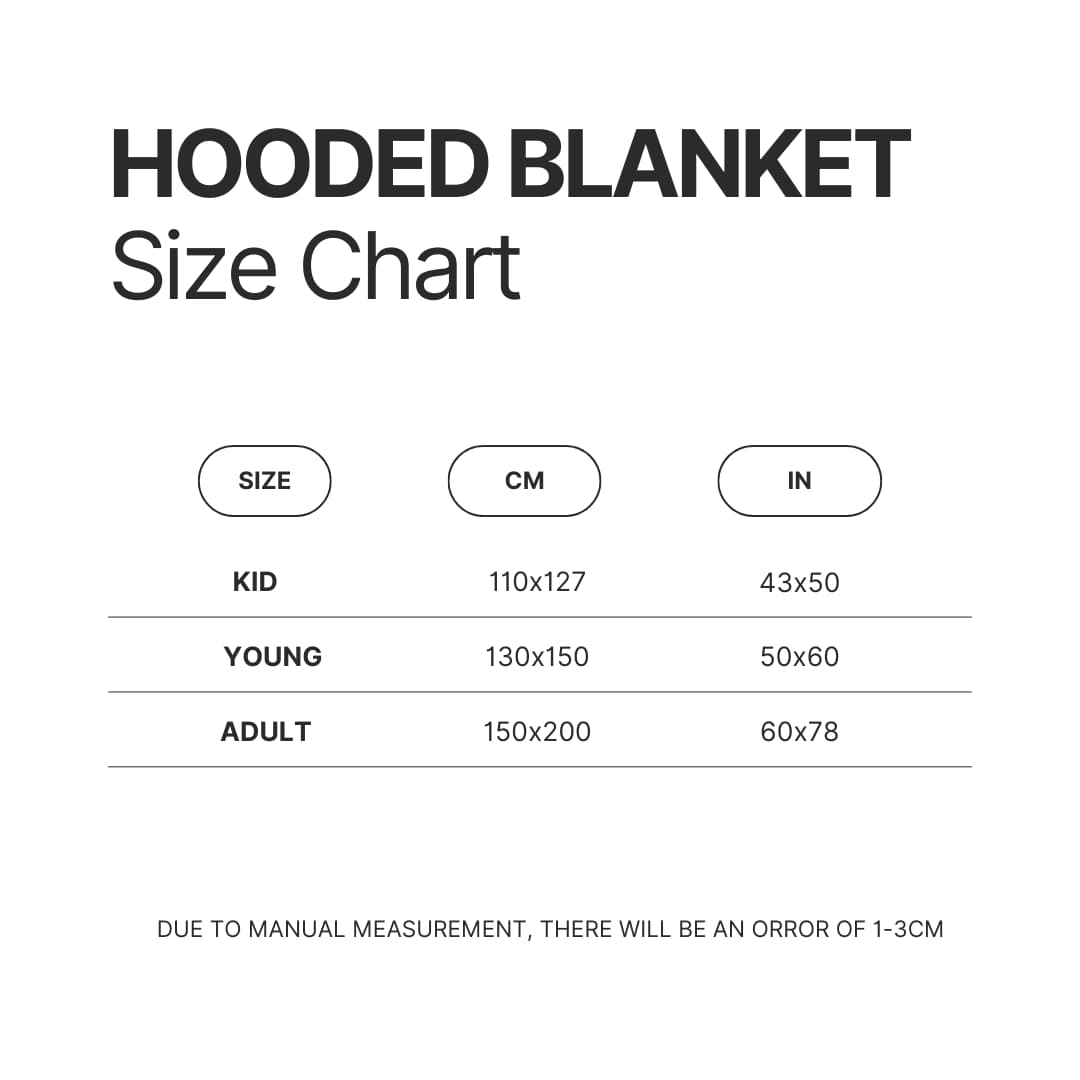 Hooded Blanket Size Chart - Pierce The Veil Store