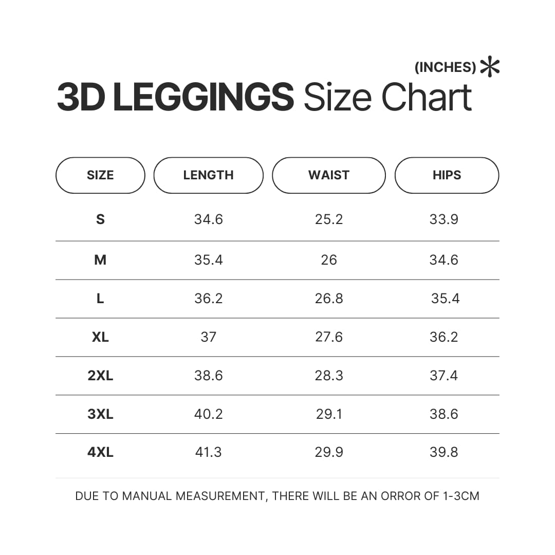 Leggings Size Chart - Pierce The Veil Store