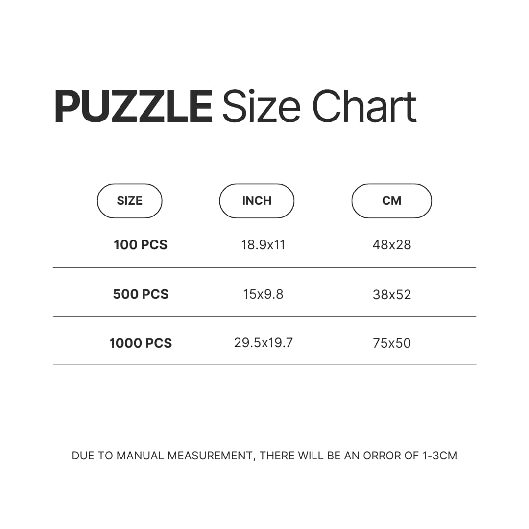 Puzzle Size Chart - Pierce The Veil Store