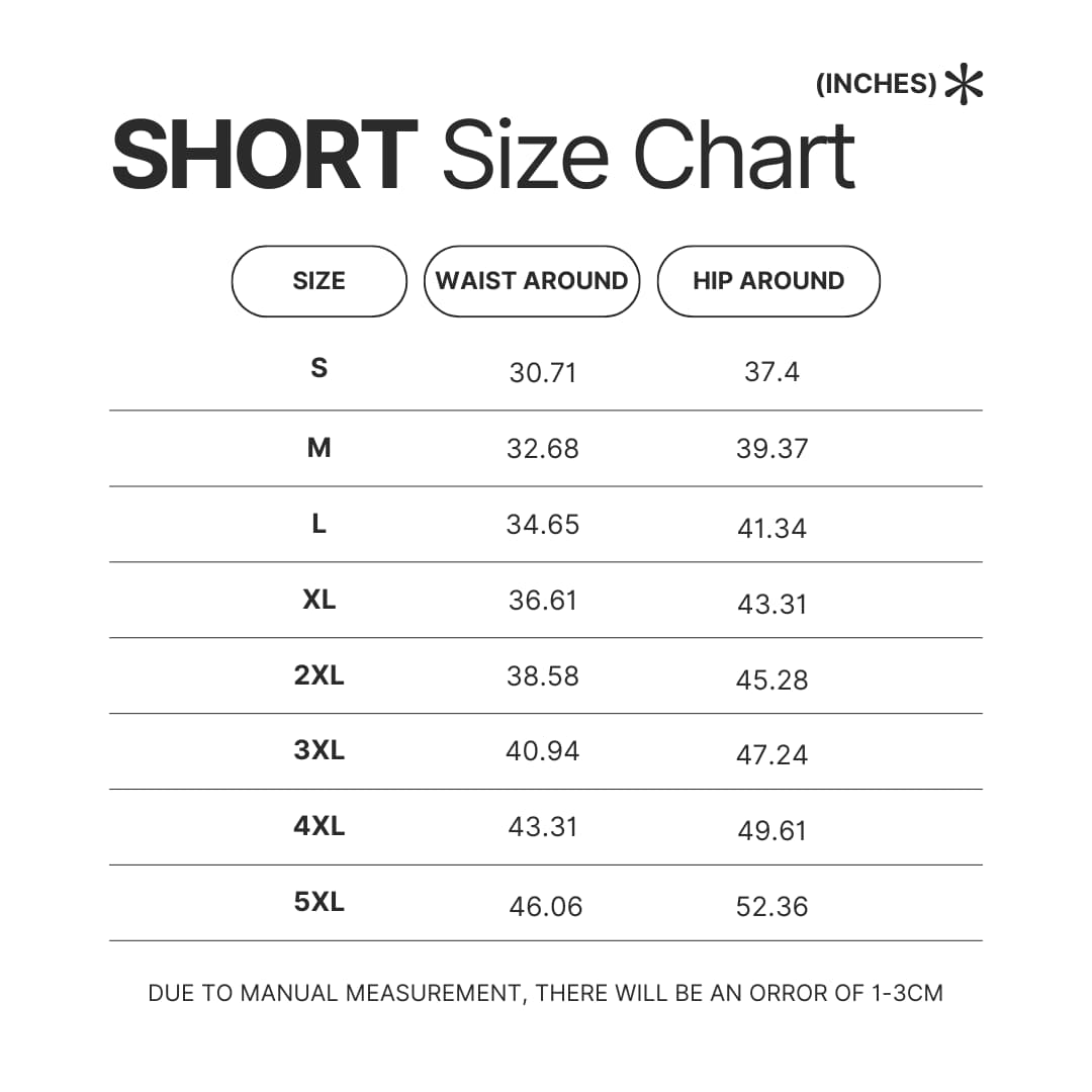 Short Size Chart 1 - Pierce The Veil Store