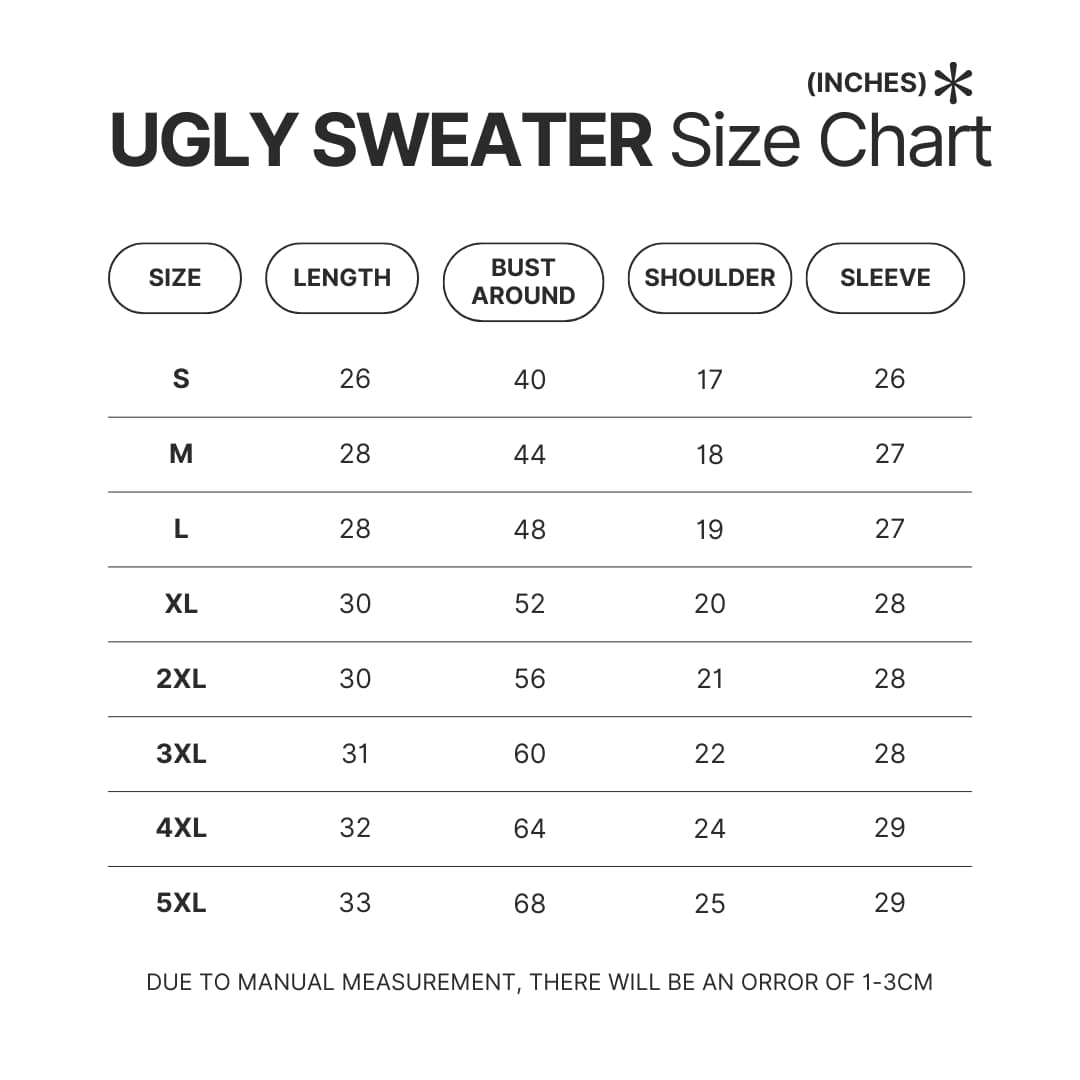 Ugly Sweater Size Chart 1 - Pierce The Veil Store