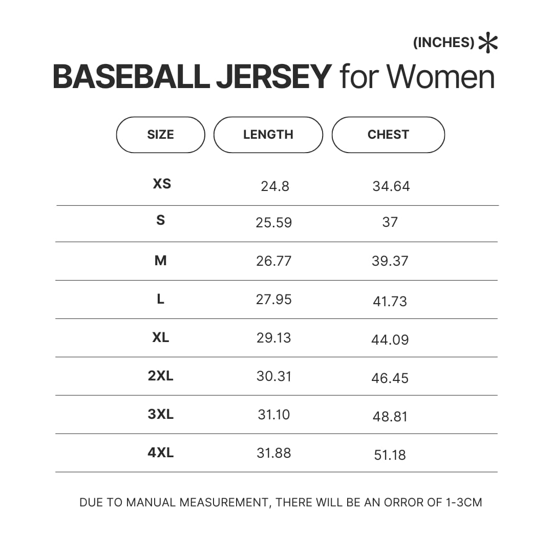 Women Baseball Jersey Size Chart - Pierce The Veil Store