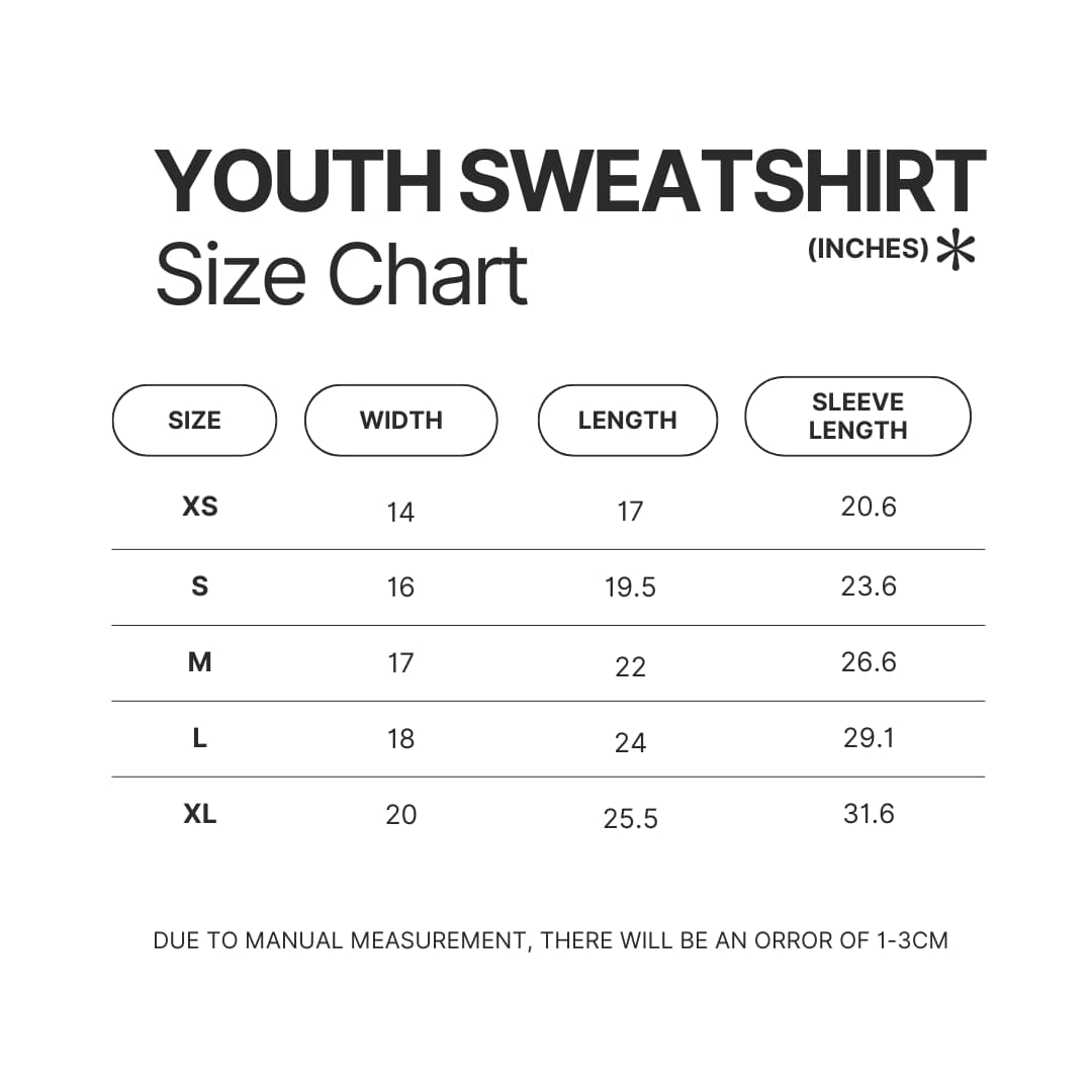 Youth Sweatshirt Size Chart - Pierce The Veil Store