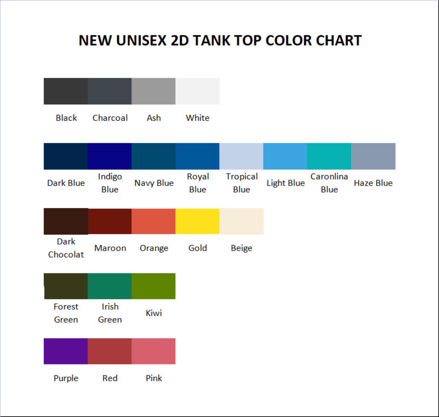 tank top color chart - Pierce The Veil Store